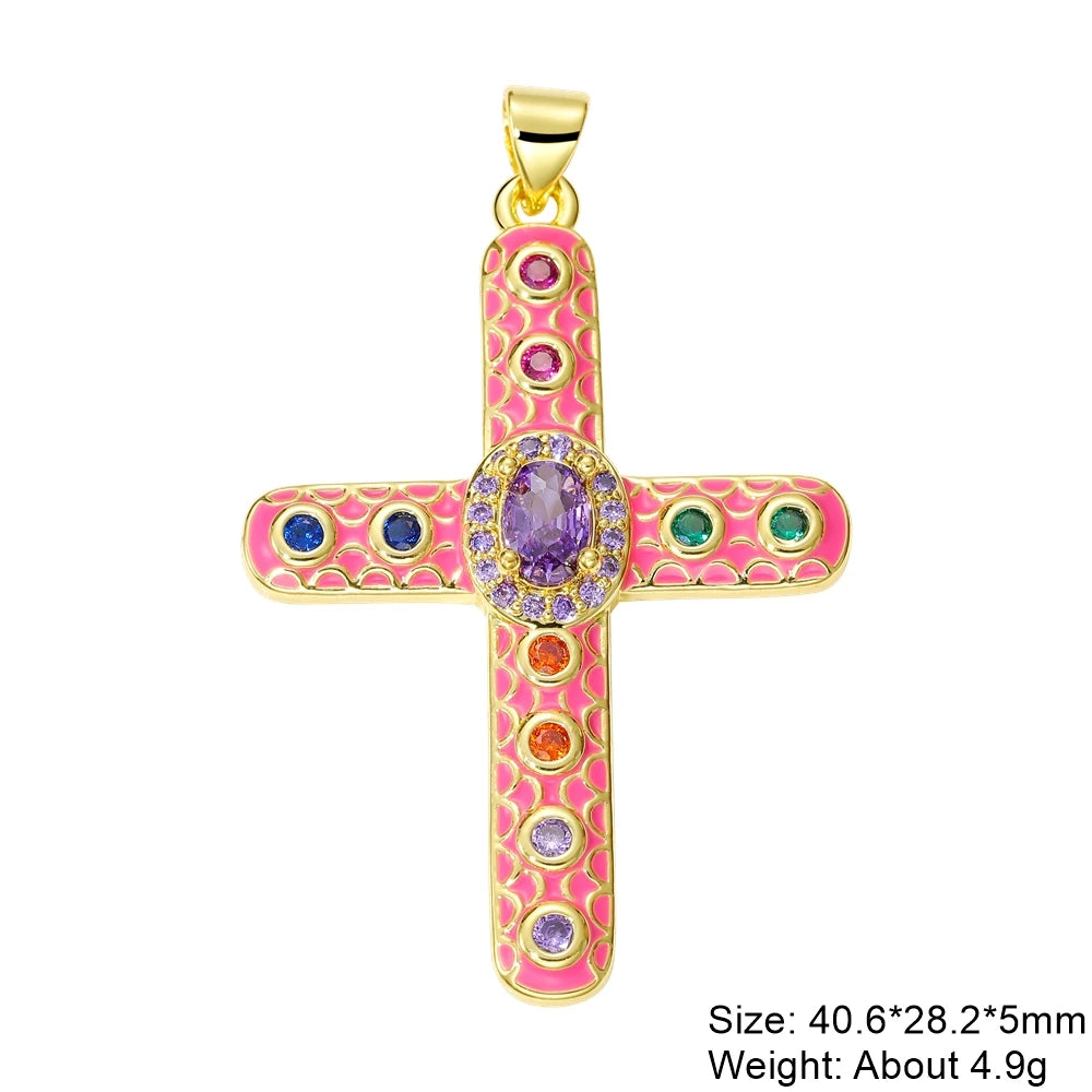Rosary Jewelry Making Handmade 18K Real Gold Plated Opal Shell Cross