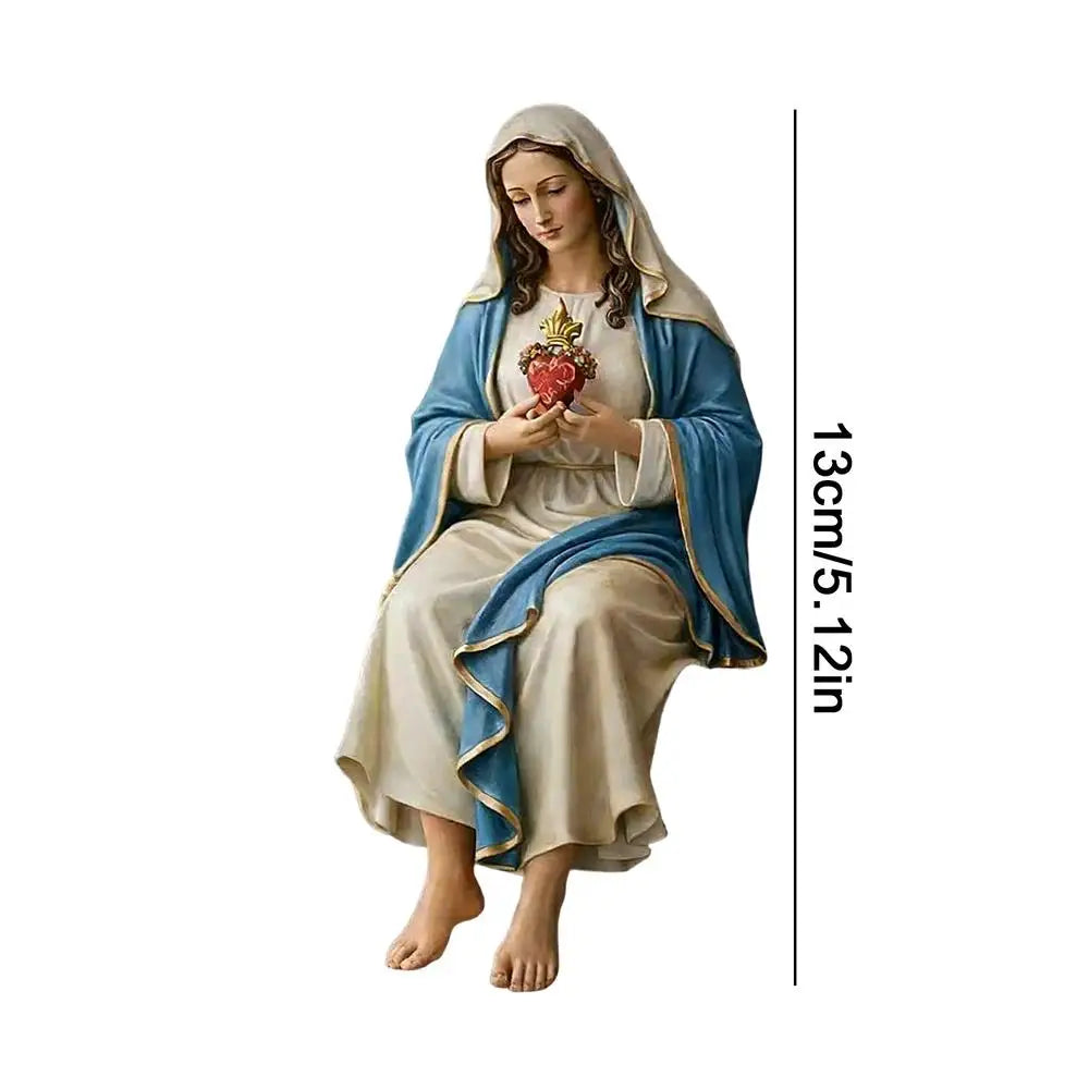 Mother Mary Statue Figurine Decor Hand-painted
