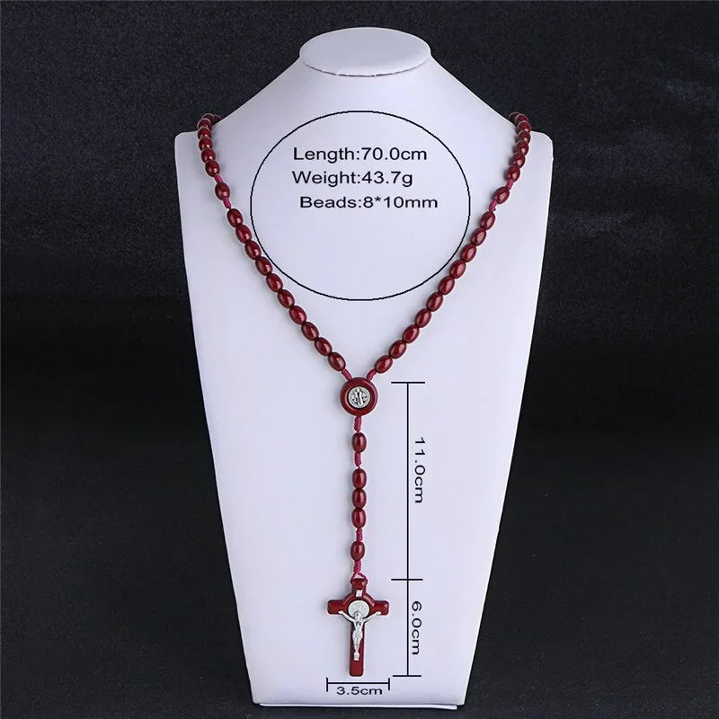 Large  Beaded Carved Rosary with Pendant