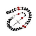 Rose Rosary Necklace with Pendant White Black Red