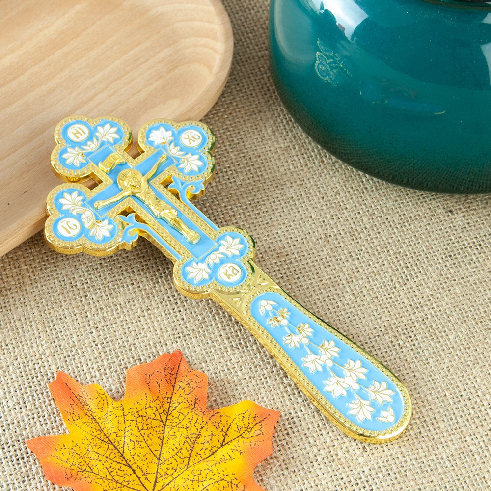 Orthodox Gold Plated Colorful Enamel  icon Cross INRI Crucifix