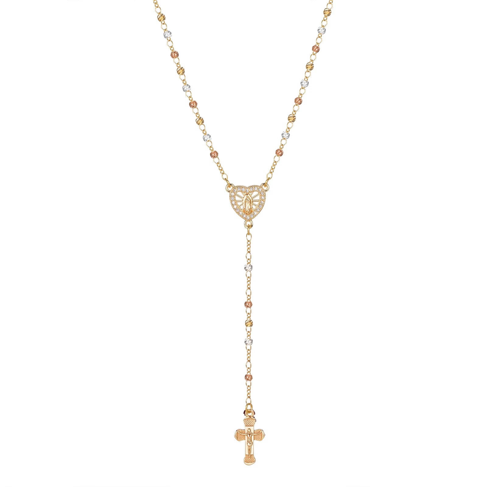 Virgin Mary/st Benedict Rosary Bead Necklace for Women, Our Lady Of Guadalupe Cross