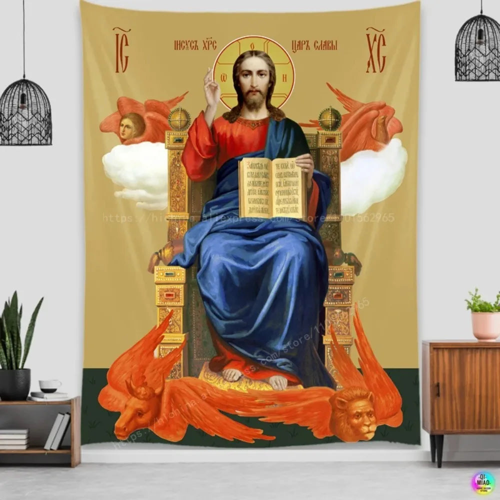 Orthodox Icon Tapestry Home Decor Living Room Wall Hanging
