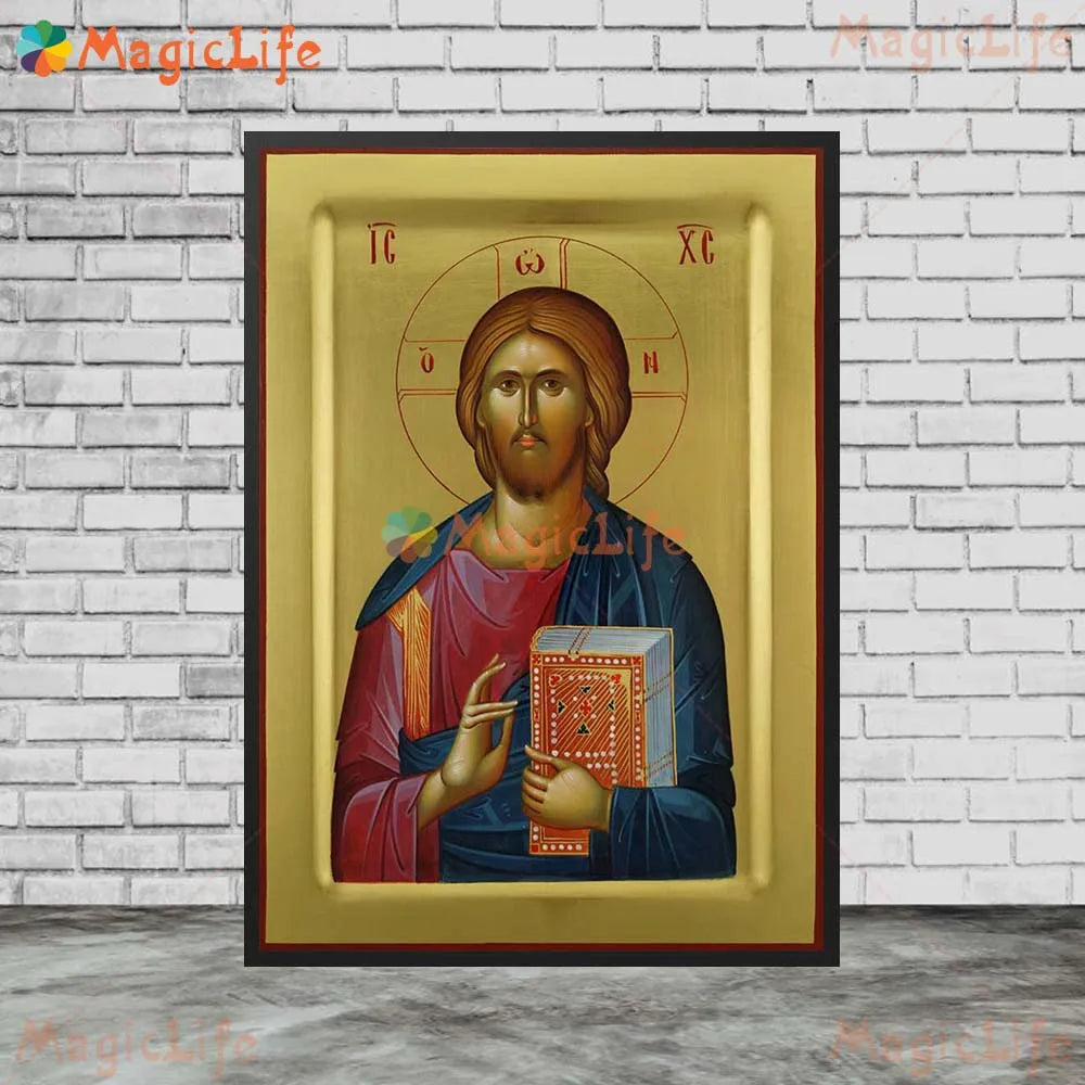 Christ Blessing Icon Orthodox Wall Art Canvas Painting Unframed