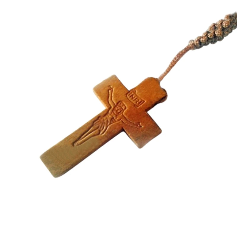 Wood Beads Rosary Necklace