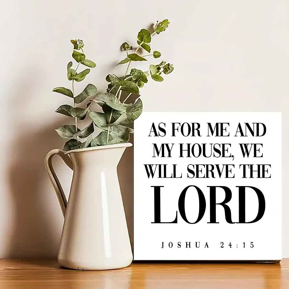 Christian Family Wooden Box Sign - Joshua 24:15 "As For Me And My House" Bible Verse Decor, Perfect Gift for Home & Church
