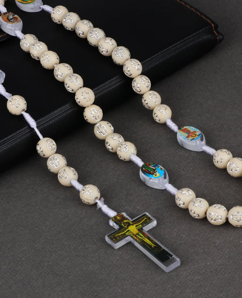 6 Colors Prayer Beads Chain Rosary Necklace Random Holy Icon Medal Spacer Beads