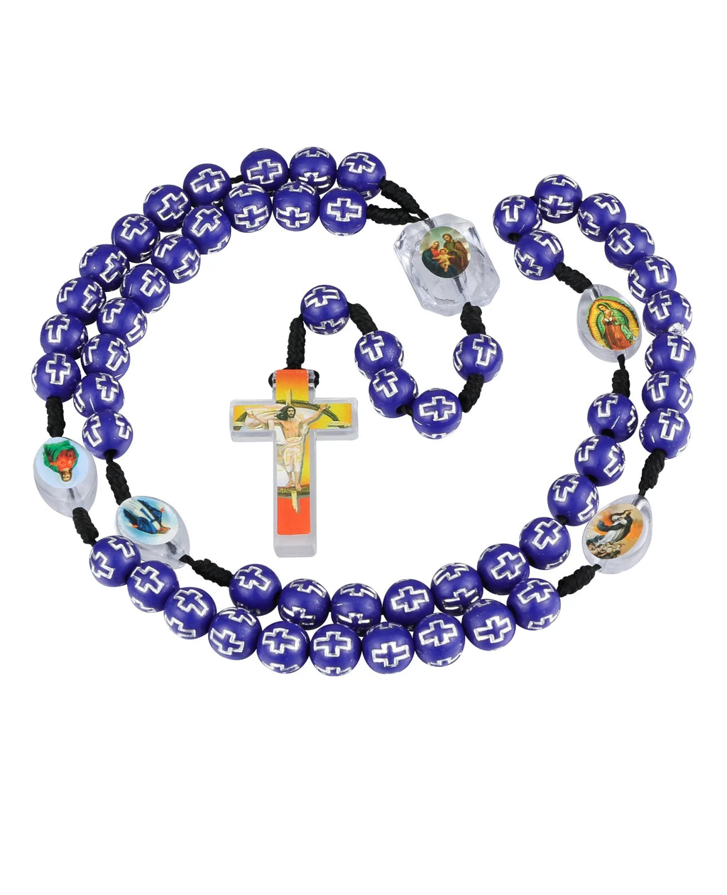 6 Colors Prayer Beads Chain Rosary Necklace Random Holy Icon Medal Spacer Beads