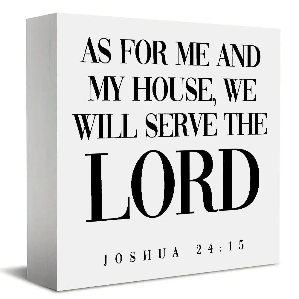Christian Family Wooden Box Sign - Joshua 24:15 "As For Me And My House" Bible Verse Decor, Perfect Gift for Home & Church