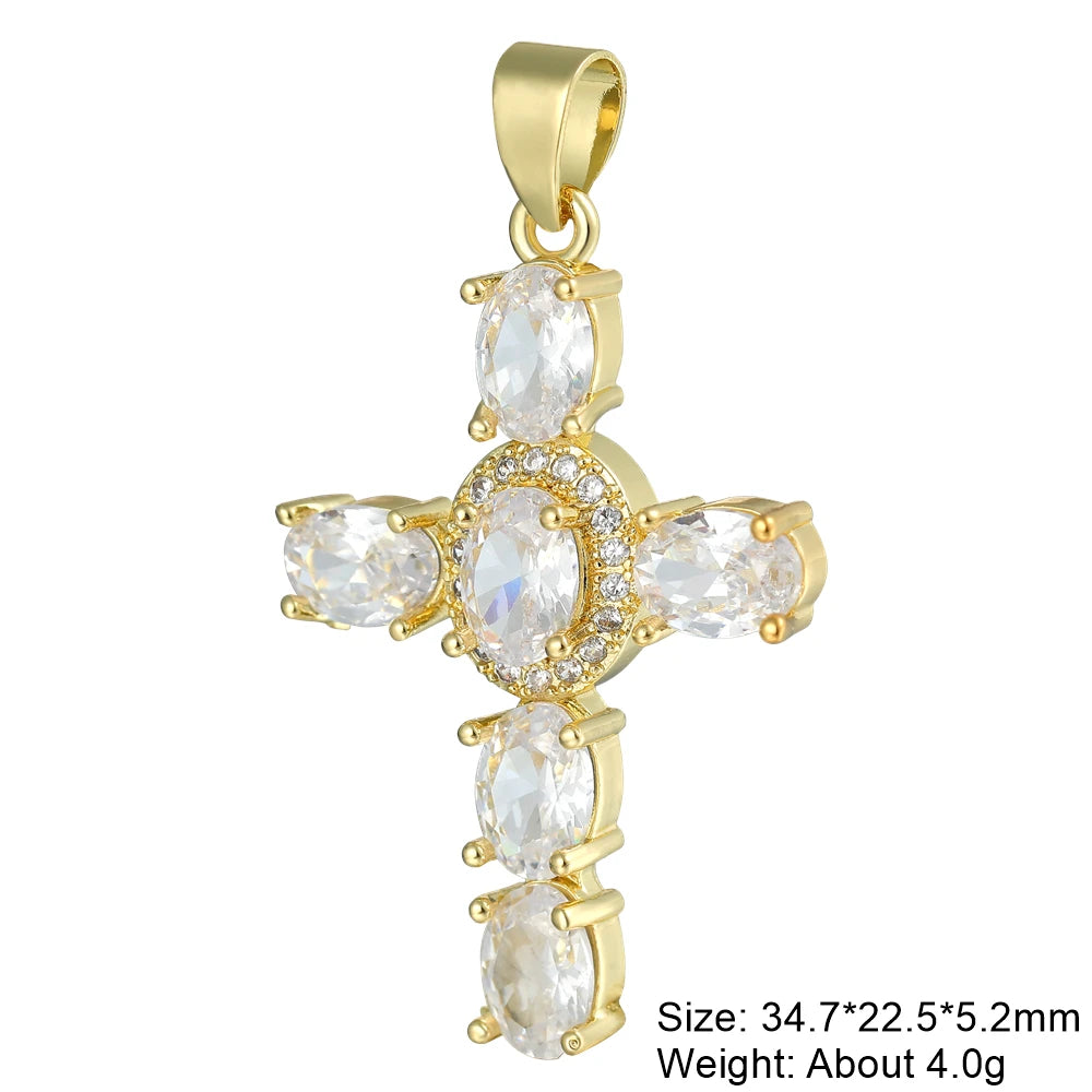 Rosary Jewelry Making Handmade 18K Real Gold Plated Opal Shell Cross
