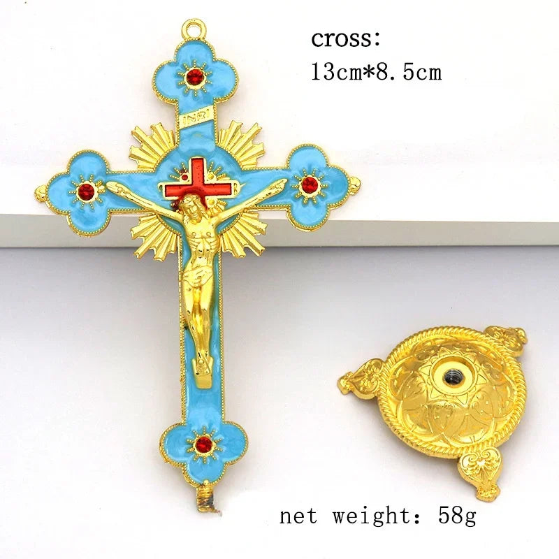 Church Relics Figurines Crucifix Jesus Christ On The Stand Cross Wall Crucifix Antique Home Chapel Decoration Prayer Crosses