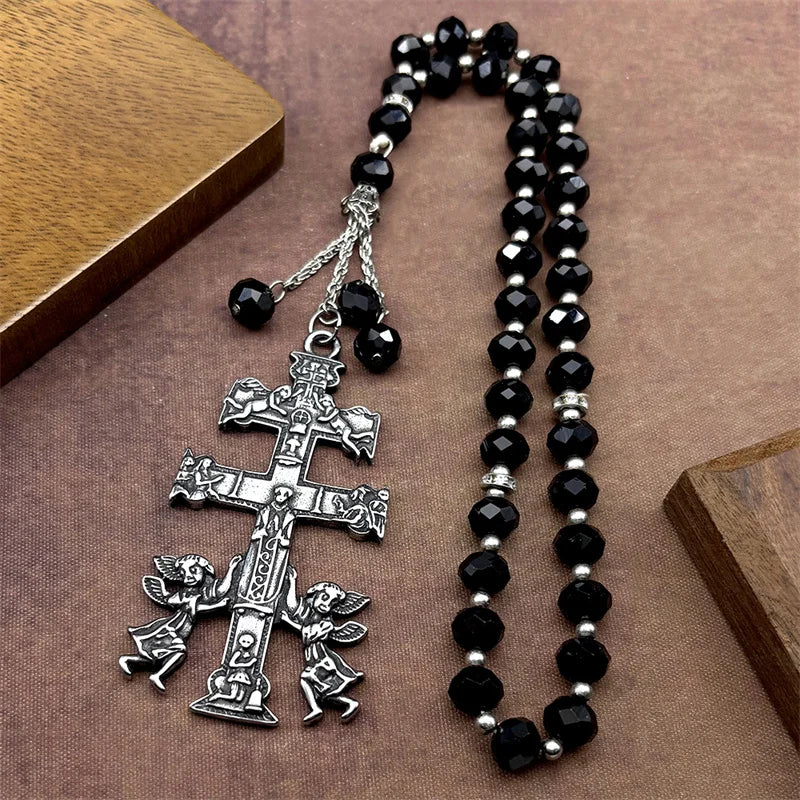 Caravaca Crucifix with Cherub Angel Pendant