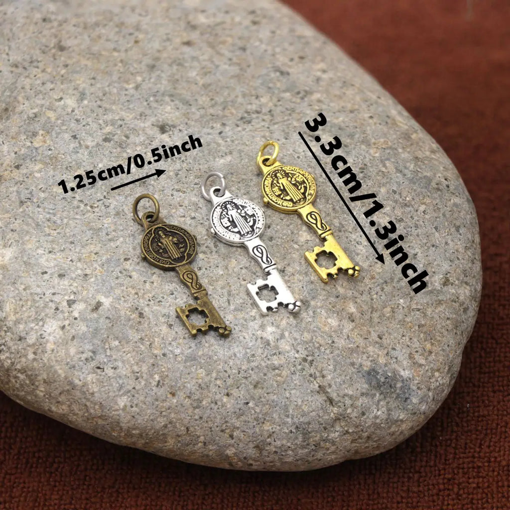 9pcs 12.5x33MM Saint St Benedict Medal Key Charm