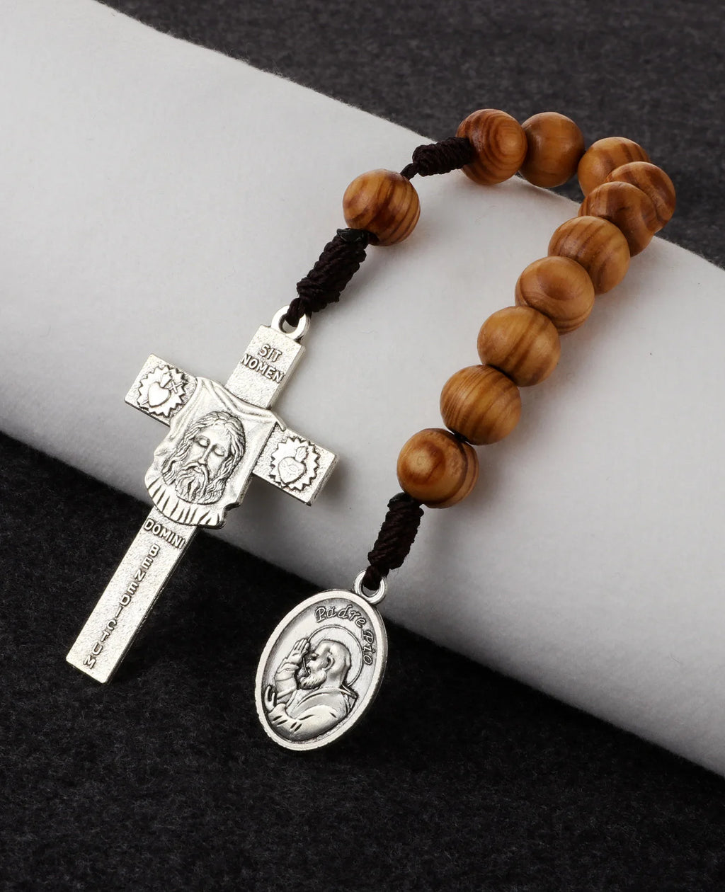Pocket Rosary Padre Pio Medal Handmade