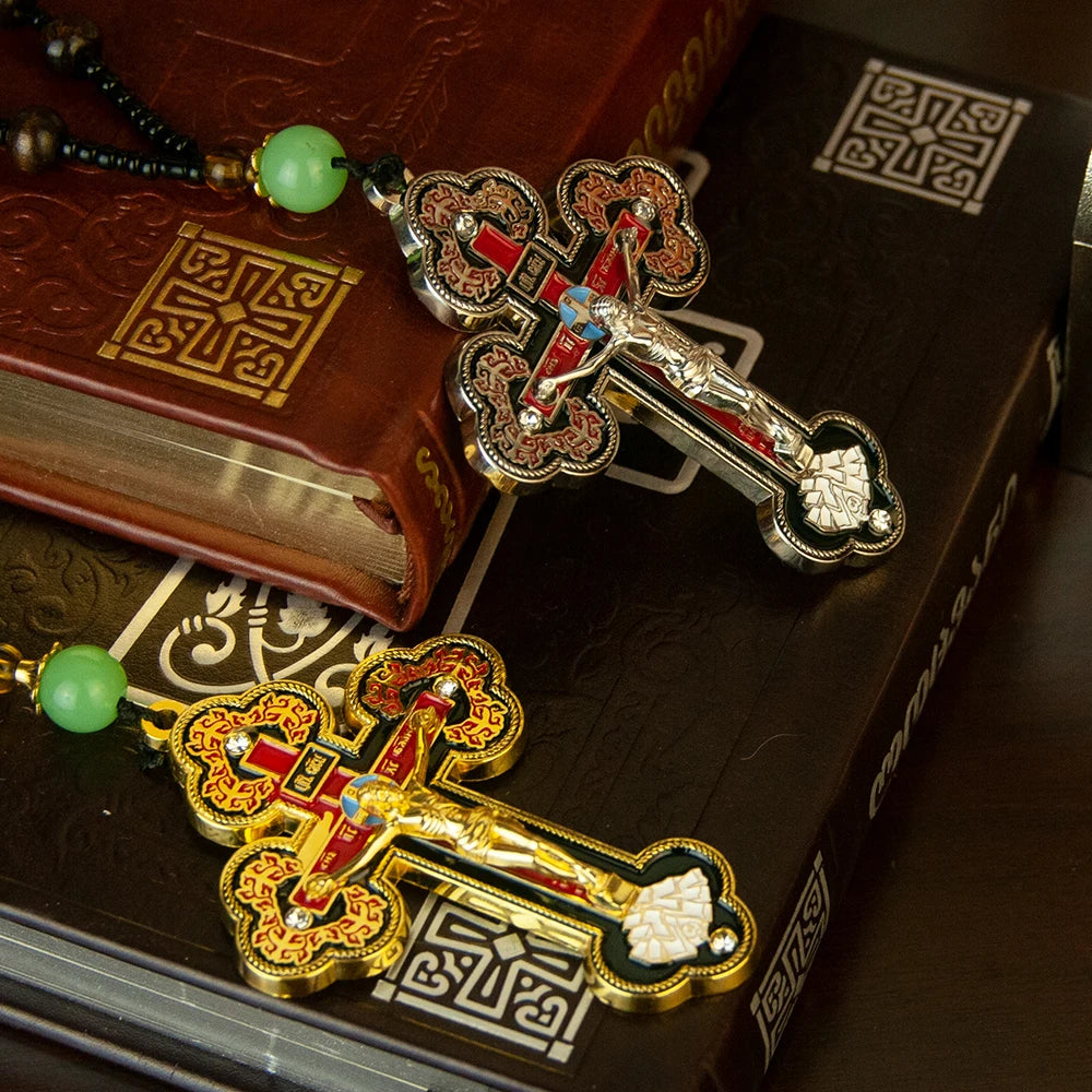 Handcrafted  Cross Pendant with Jerusalem Medal and Crucifix