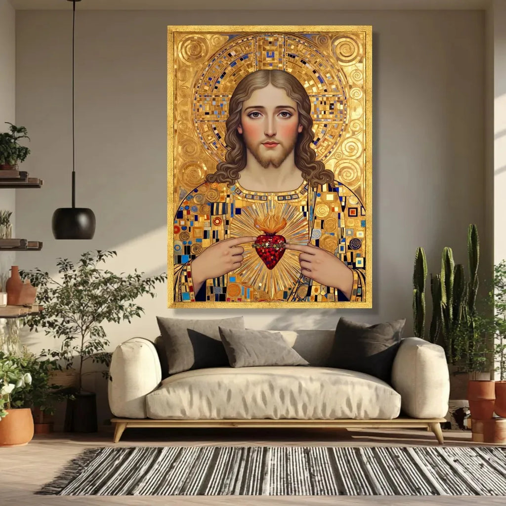 Virgin Mary and Baby Jesus Canvas Wall Art, Sacred Heart of Jesus Canvas Prints, for Living Room Home Decoarion