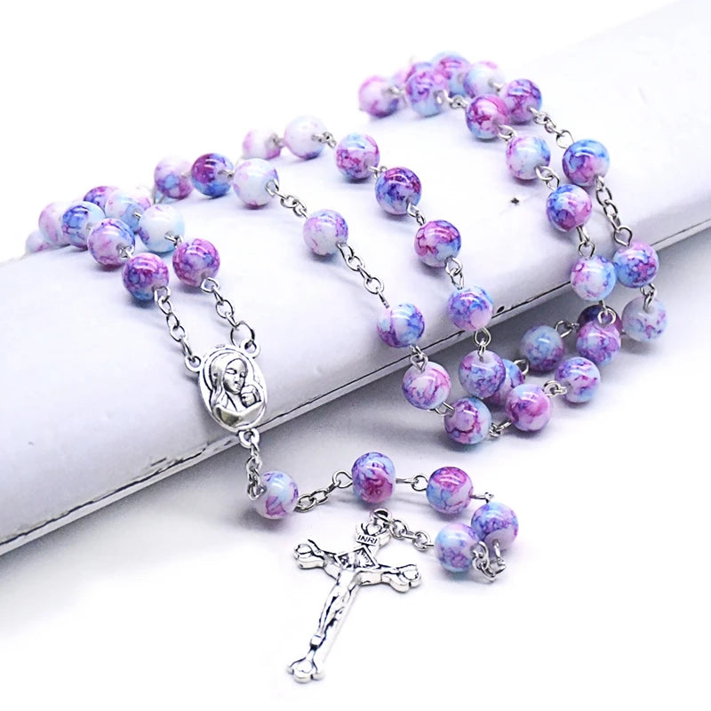 Glass Rosary  with Multicolor Beads