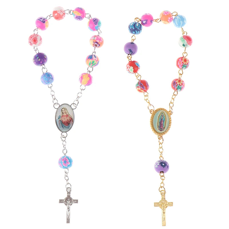 Multi-Colored Rosary Bracelet with Crucifix