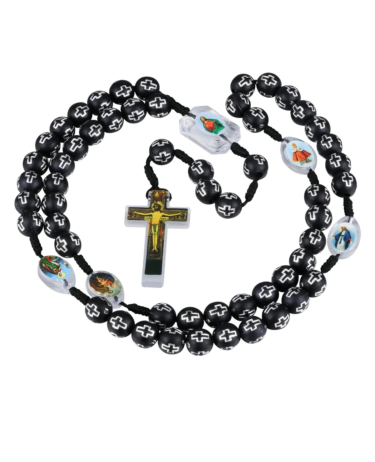 6 Colors Prayer Beads Chain Rosary Necklace Random Holy Icon Medal Spacer Beads