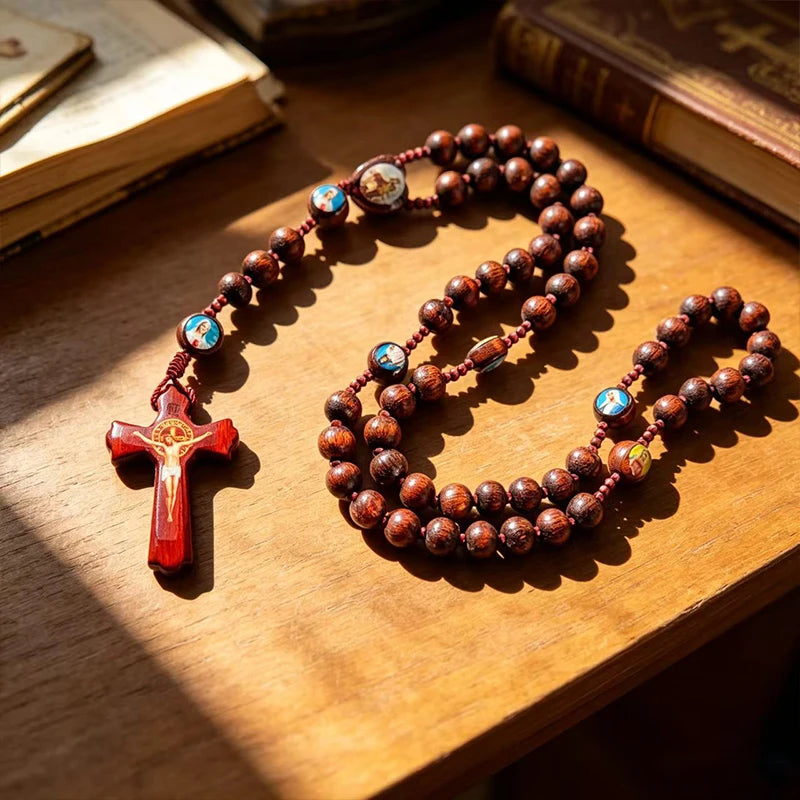 Handmade Large Wooden Rosary with Crucifix