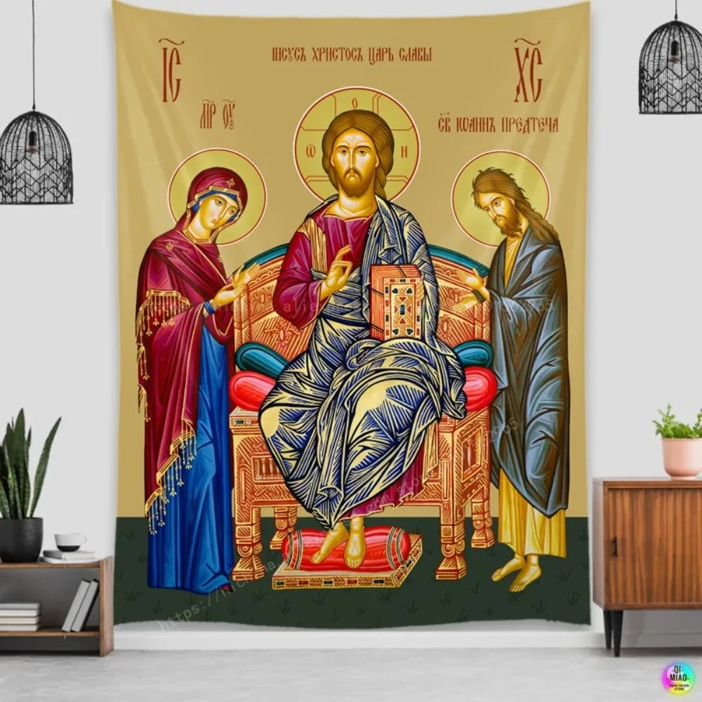 Orthodox Icon Tapestry Home Decor Living Room Wall Hanging