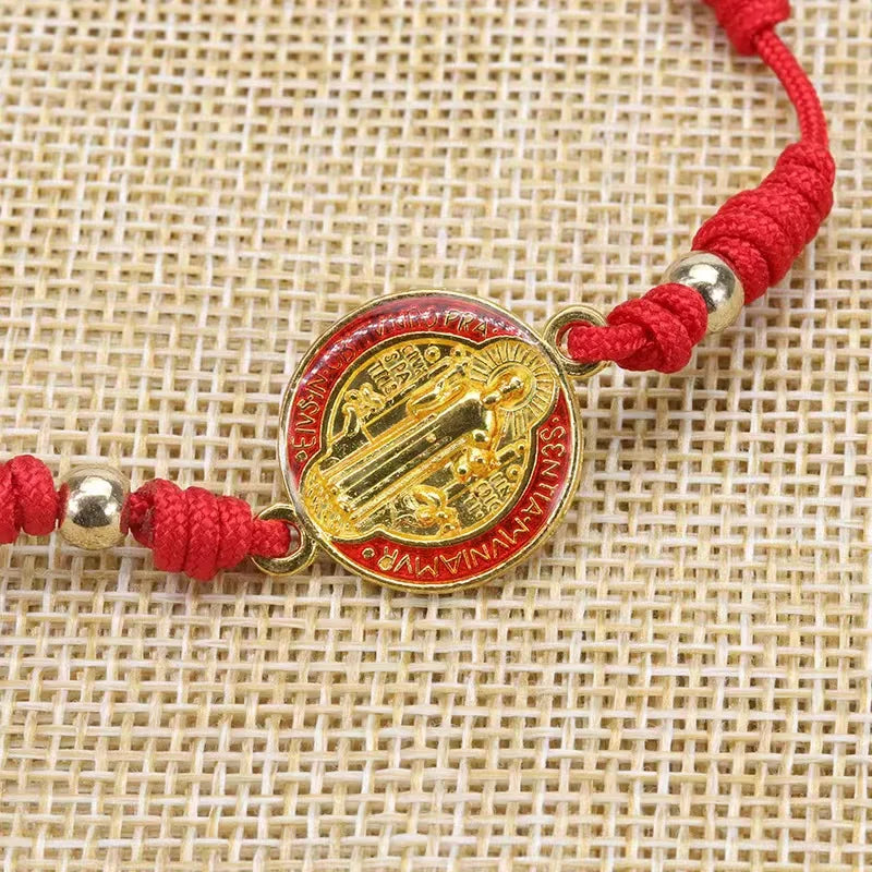 1PCS Red Rope St. Benedict Woven Bracelet