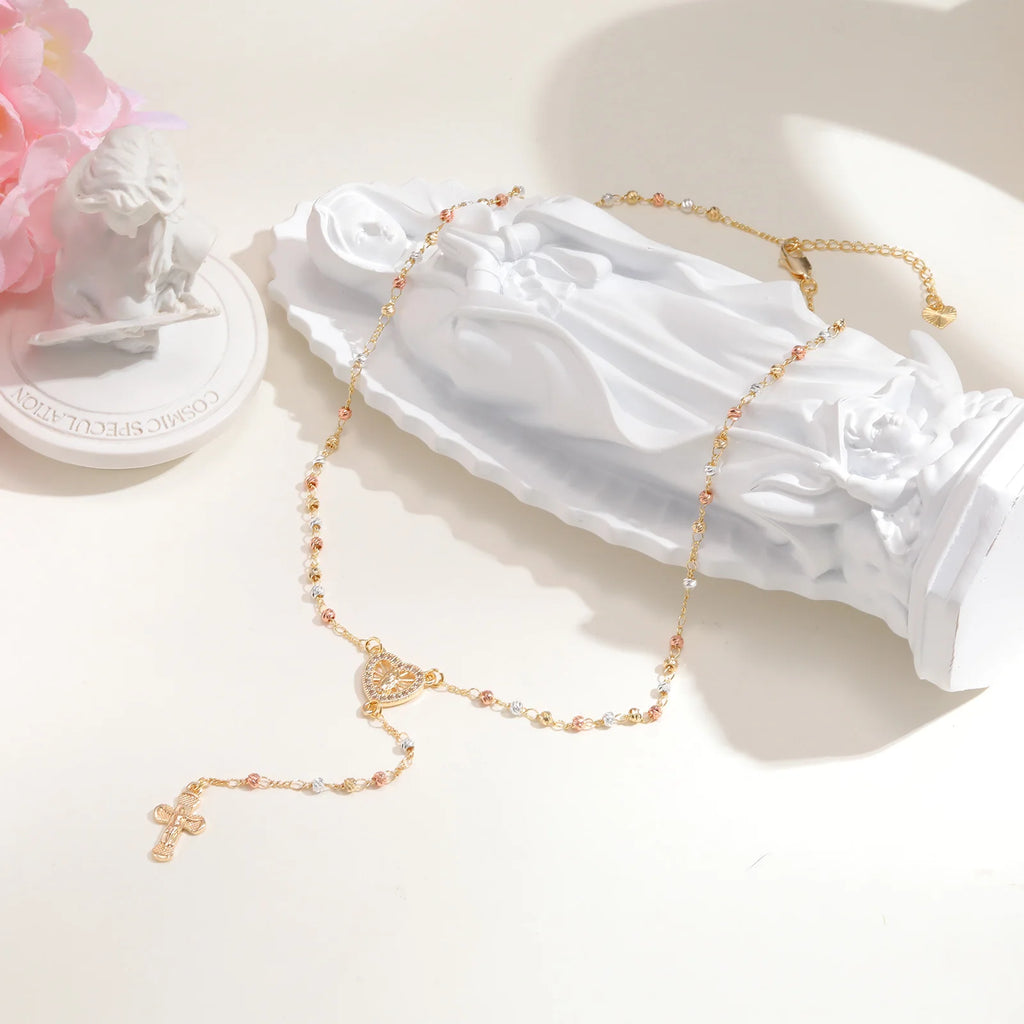 Virgin Mary/st Benedict Rosary Bead Necklace for Women, Our Lady Of Guadalupe Cross