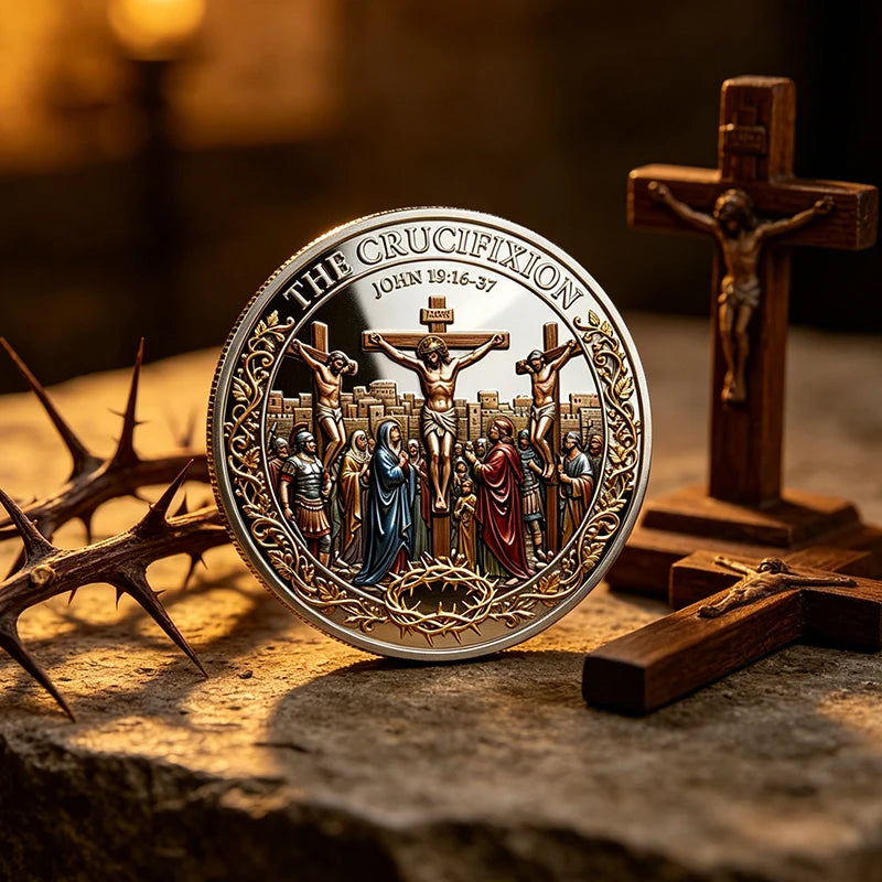 Crucifixion & Resurrection Commemorative Coin Christ Is Risen Coin Souvenir Gifts for Collection