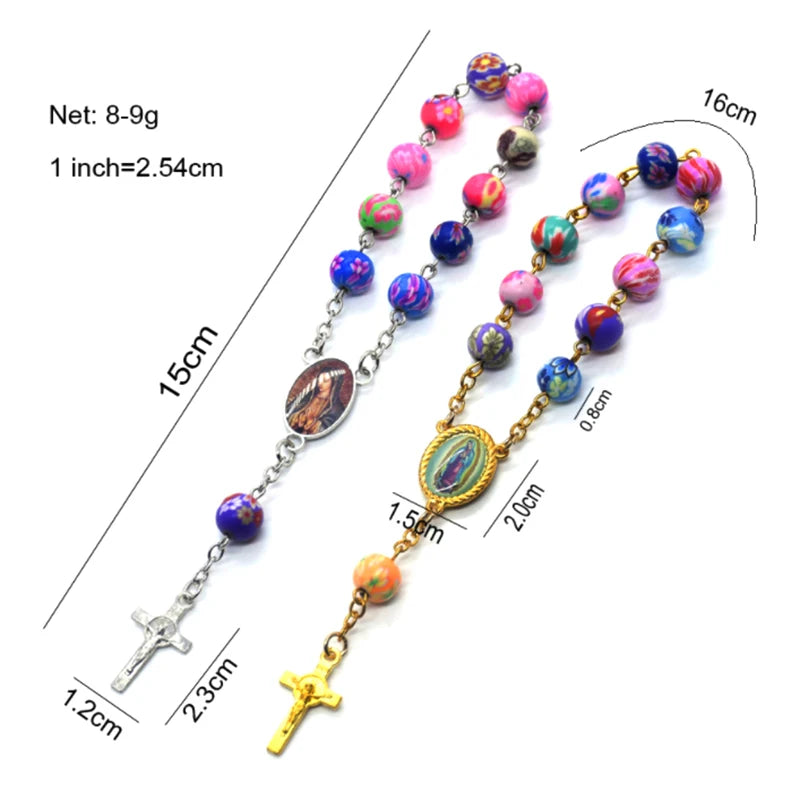 Multi-Colored Rosary Bracelet with Crucifix