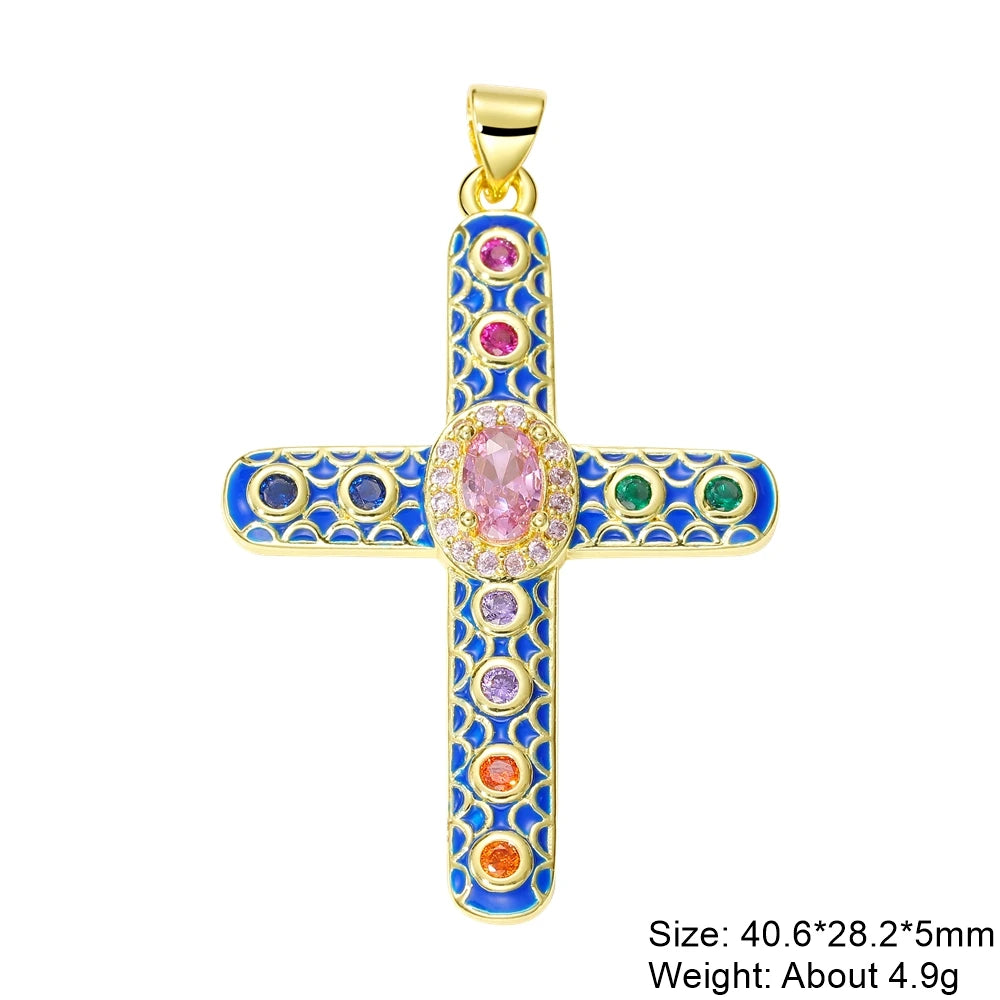 Rosary Jewelry Making Handmade 18K Real Gold Plated Opal Shell Cross