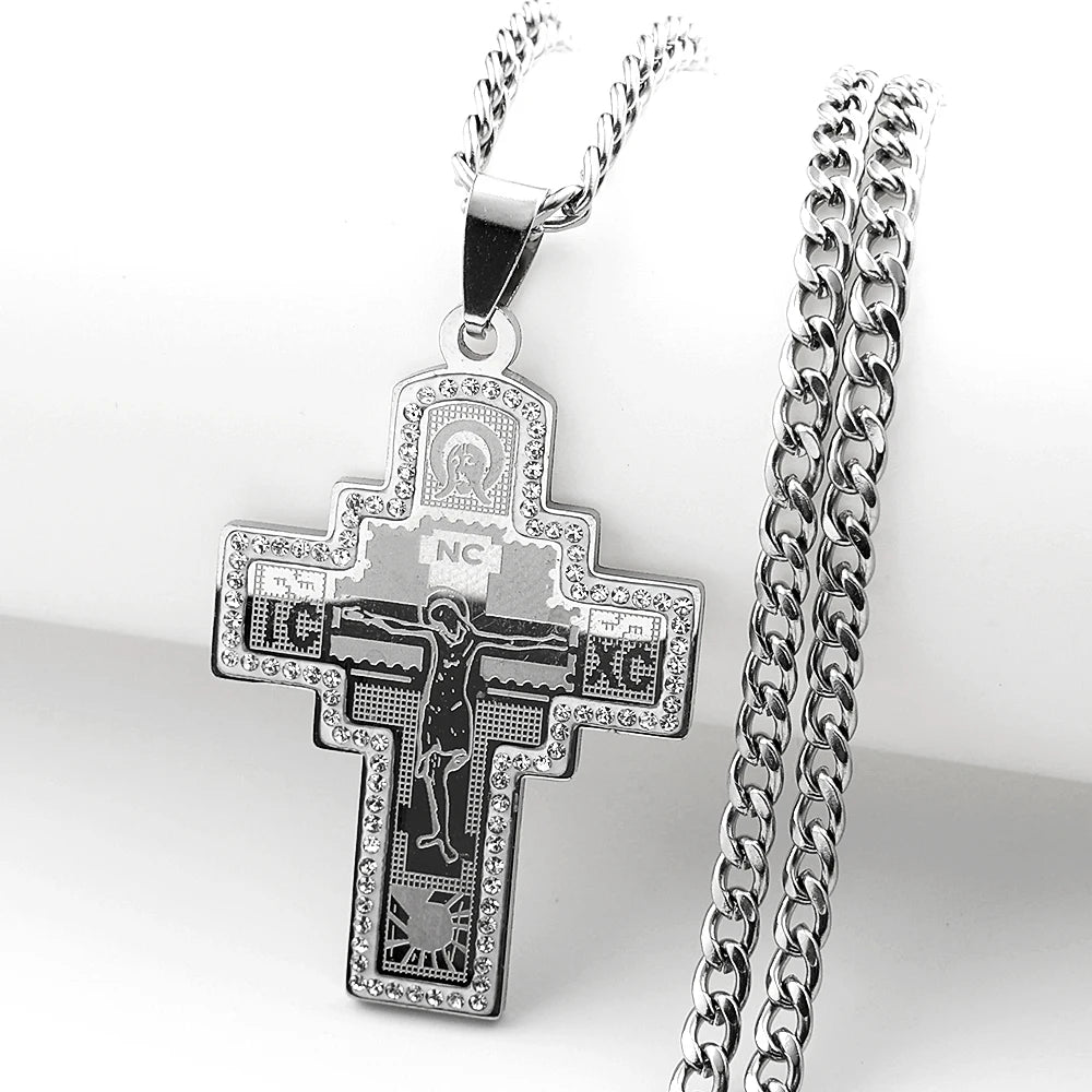 Orthodox Crucifix Cross Pendant and Necklace