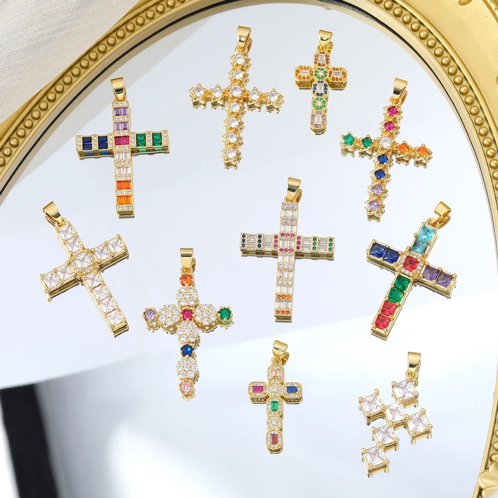 Rosary Jewelry Making Handmade 18K Real Gold Plated Opal Shell Cross