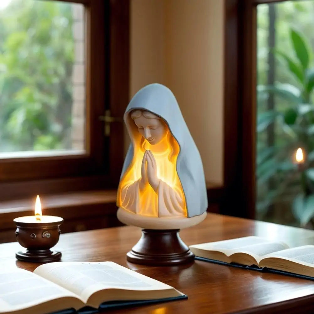 Virgin Mary Prayer Statue with Light