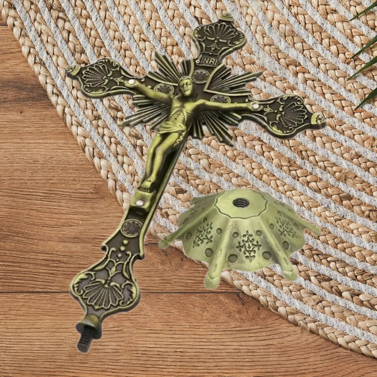 Jesus Crucifix Table Cross Figurine Catholic Standing Crucifix Jesus Cross Statue for Altar Christian Decoration Tabletop