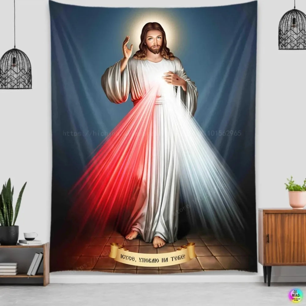 Orthodox Icon Tapestry Home Decor Living Room Wall Hanging