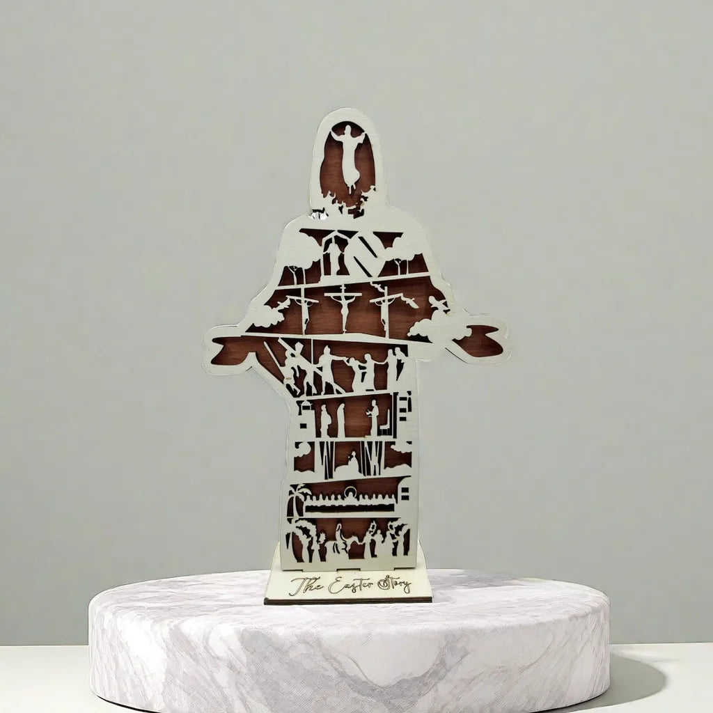 Easter Home Decor, He is Risen Jesus Chris Shelf Sitter