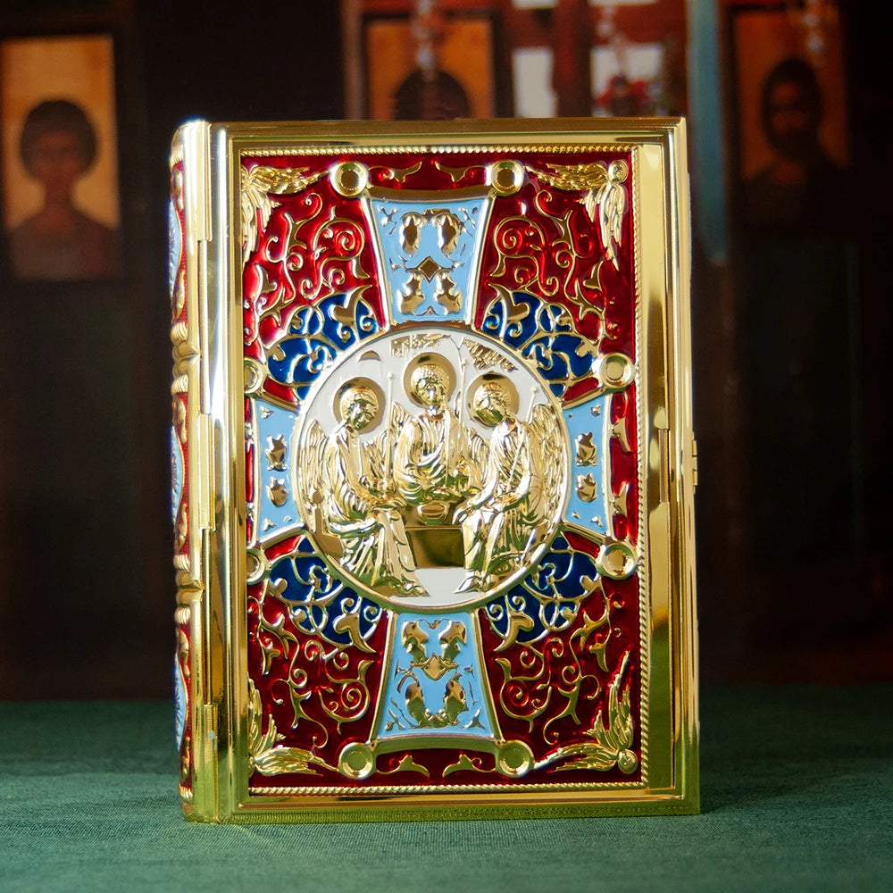 Eastern Orthodox Holy Bible Book Cover Gold Plated Colored Ename