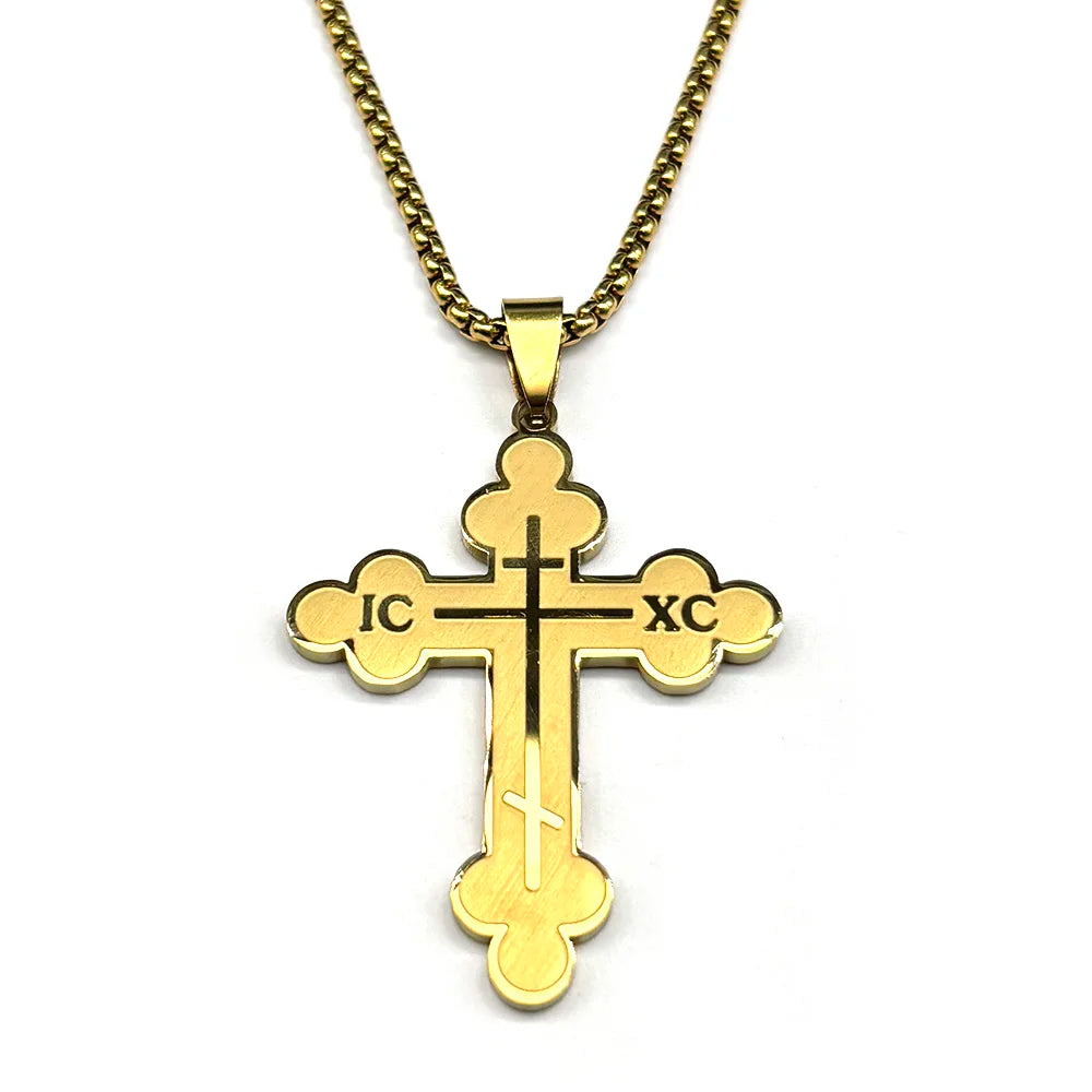 IC XC Cross Stainless Steel Pendant Necklace