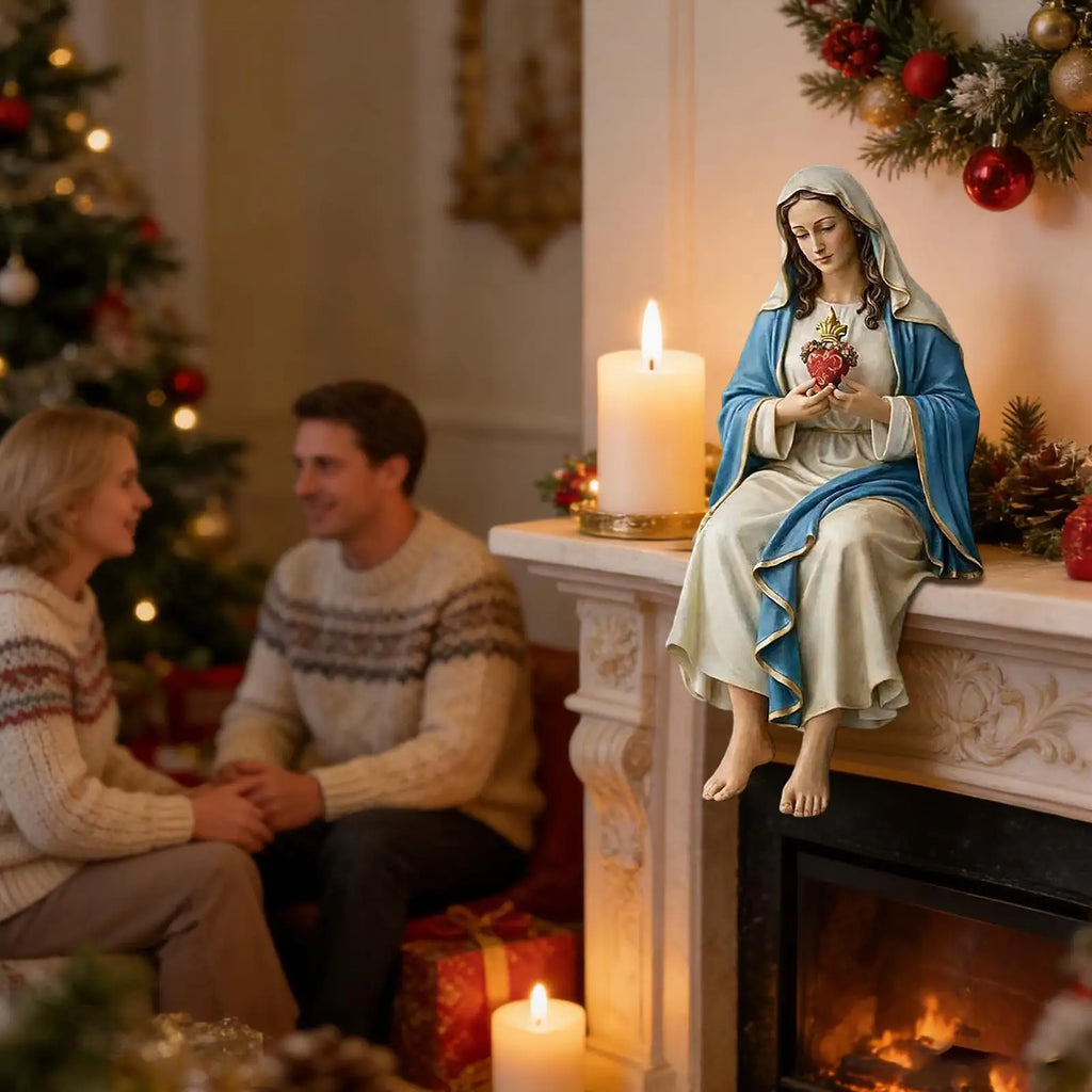 Mother Mary Statue Figurine Decor Hand-painted