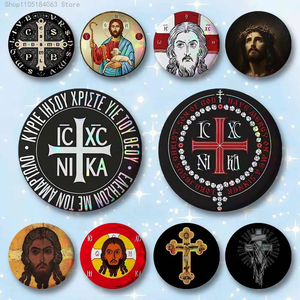 Orthodox Enamel Pin Round Brooch multiple designs