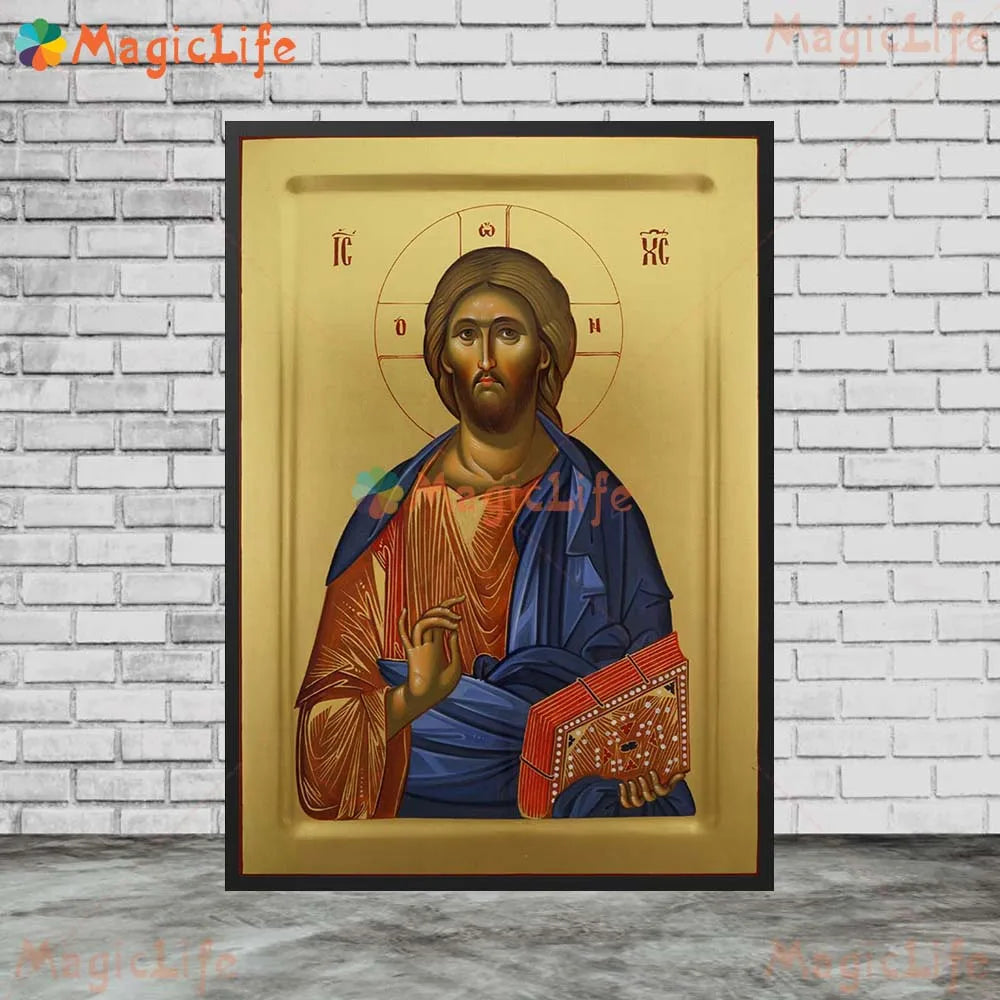 Christ Blessing Icon Orthodox Wall Art Canvas Painting Unframed