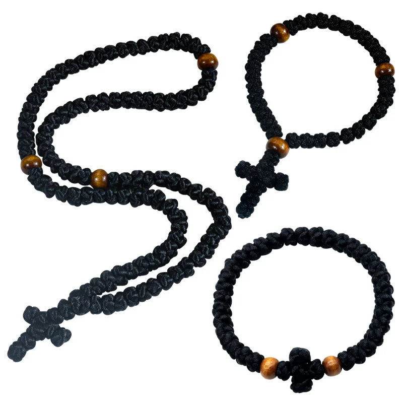 Orthodox Rope Wooden Prayer Beads Rosary Bracelet