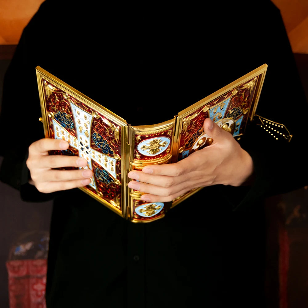 Eastern Orthodox Holy Bible Book Cover Gold Plated Colored Ename