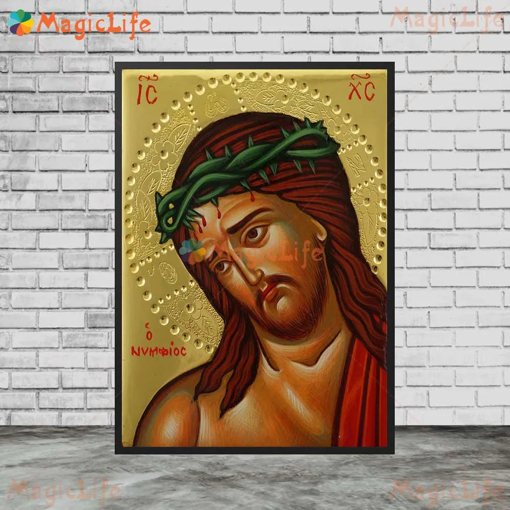 Christ Blessing Icon Orthodox Wall Art Canvas Painting Unframed