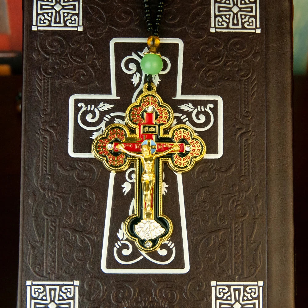 Handcrafted  Cross Pendant with Jerusalem Medal and Crucifix