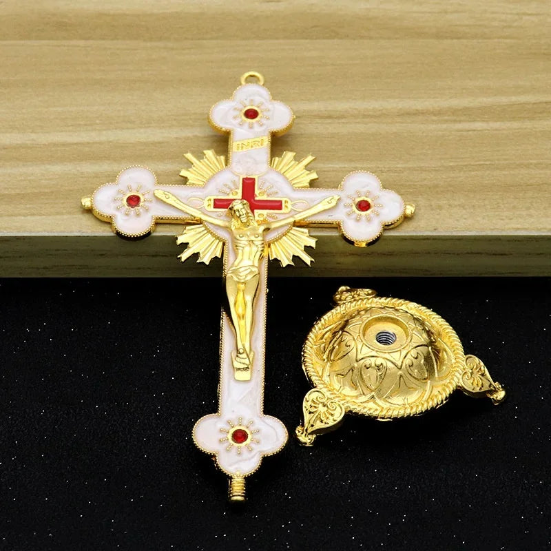 Church Relics Figurines Crucifix Jesus Christ On The Stand Cross Wall Crucifix Antique Home Chapel Decoration Prayer Crosses