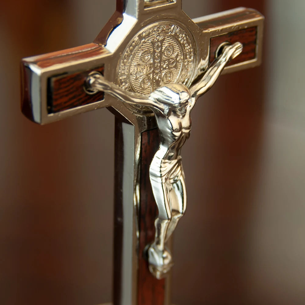 Catholic Cross Saint Benedict Cross 3.5In Gold Silver Plated