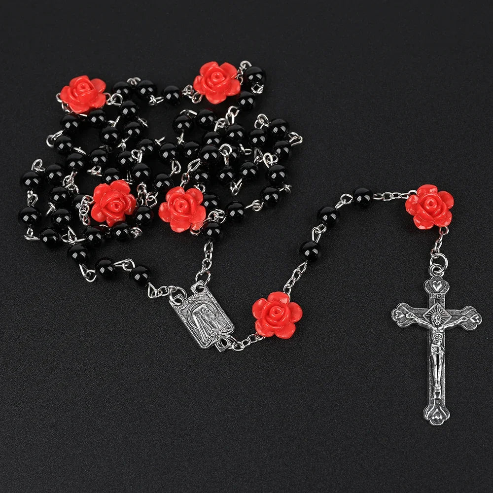 Rosary Necklace For Women Pendant 6MM Pearl Beads
