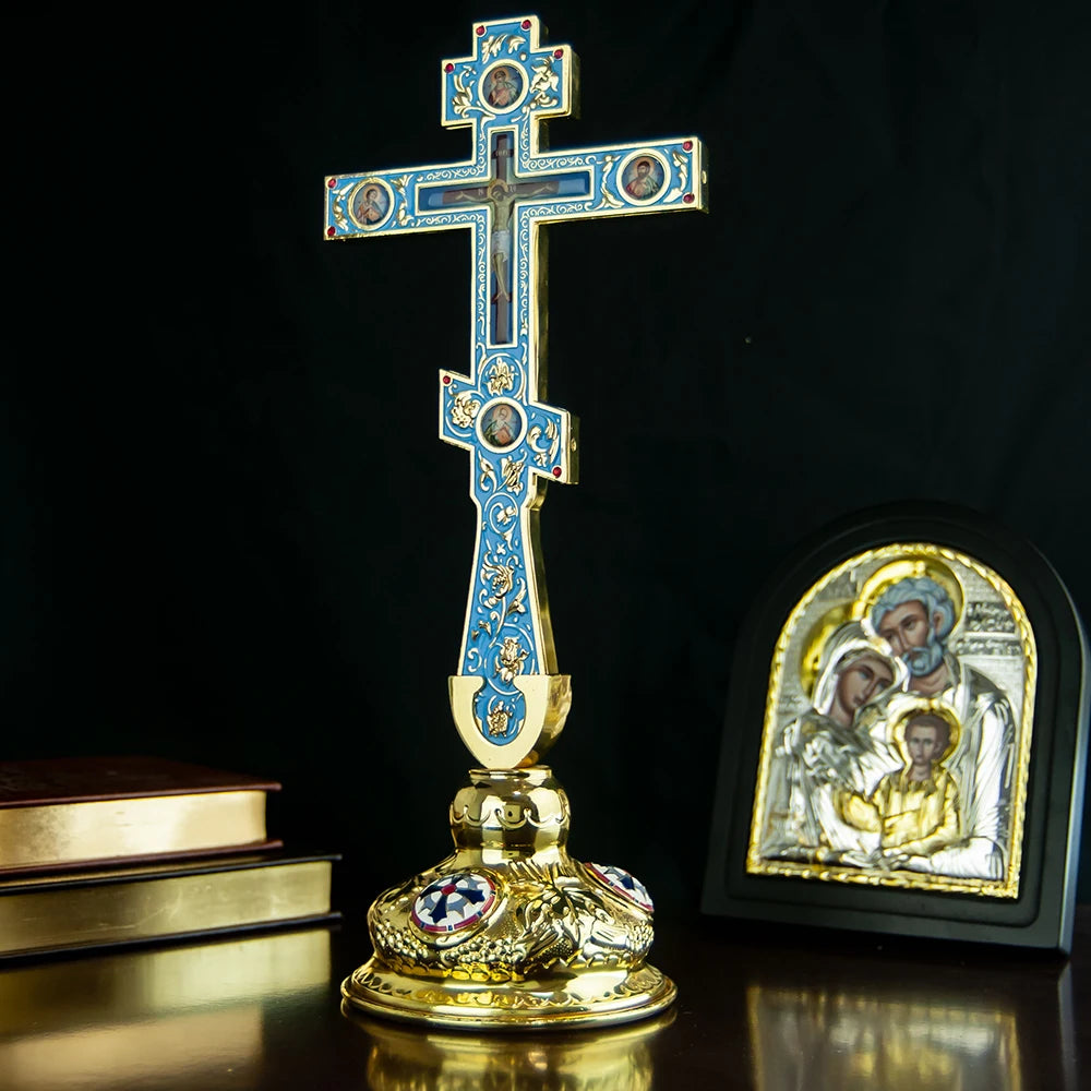 Orthodox Cross with Base Home Desktop Decor Decoration
