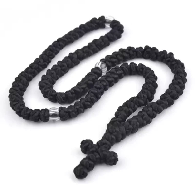 Black/Blue Komboskini Knot Necklace Handmade Orthodox  Rosary Prayer Rope